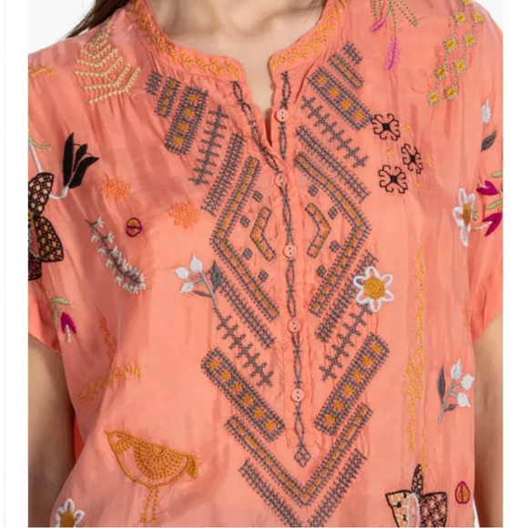 Johnny Was Perla Blouse Desert Flower - NWT -  ‘23 Spring Line - Coral Peach - Picture 2 of 11